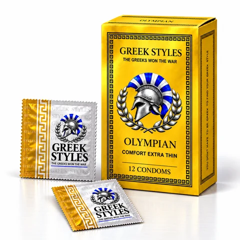 Olympian 12-pack photorealistic packaging preview with foil packets